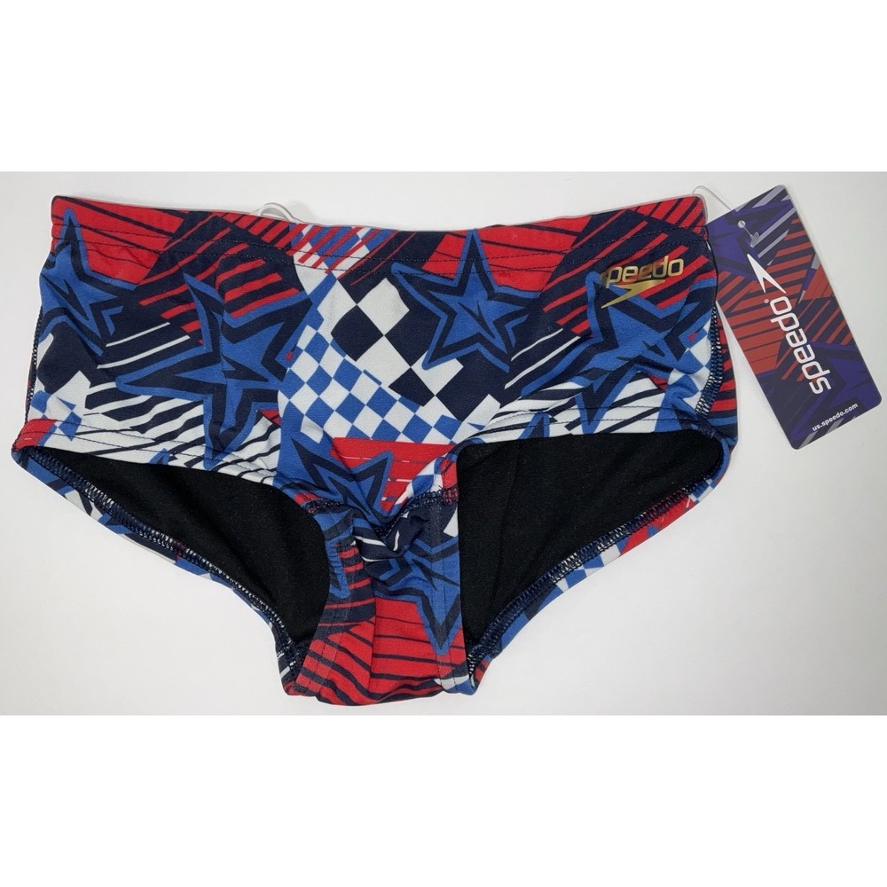 NWT Men's Speedo Overdrive One Brief Swim Trunks True Cobalt Stars Size 26